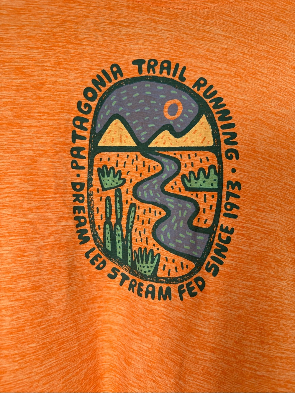 Patagonia Capilene Cool Daily UPF Orange Heather Trail Running Graphic Tee - Picture 2 of 8